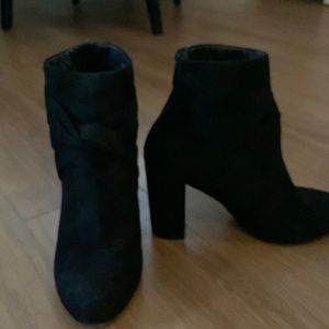 Black velvet heal booties